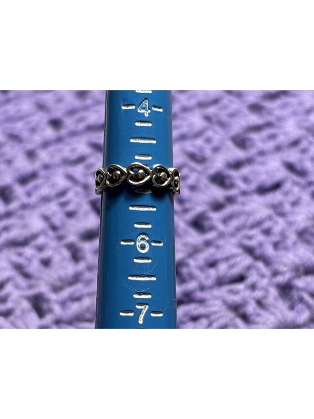 Silvertone Hearts Ring Size 5